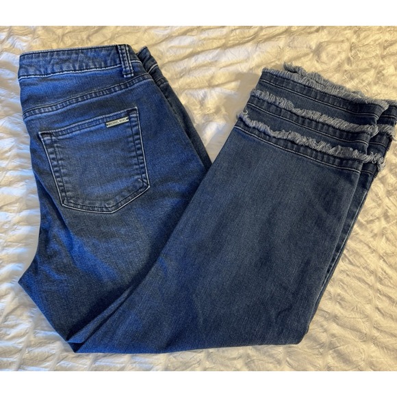 Michael Kors Denim - Michael Kors Izzy Dillon Stretch CropJean Fray Hem Stretch Denim Mid Rise Size 8
